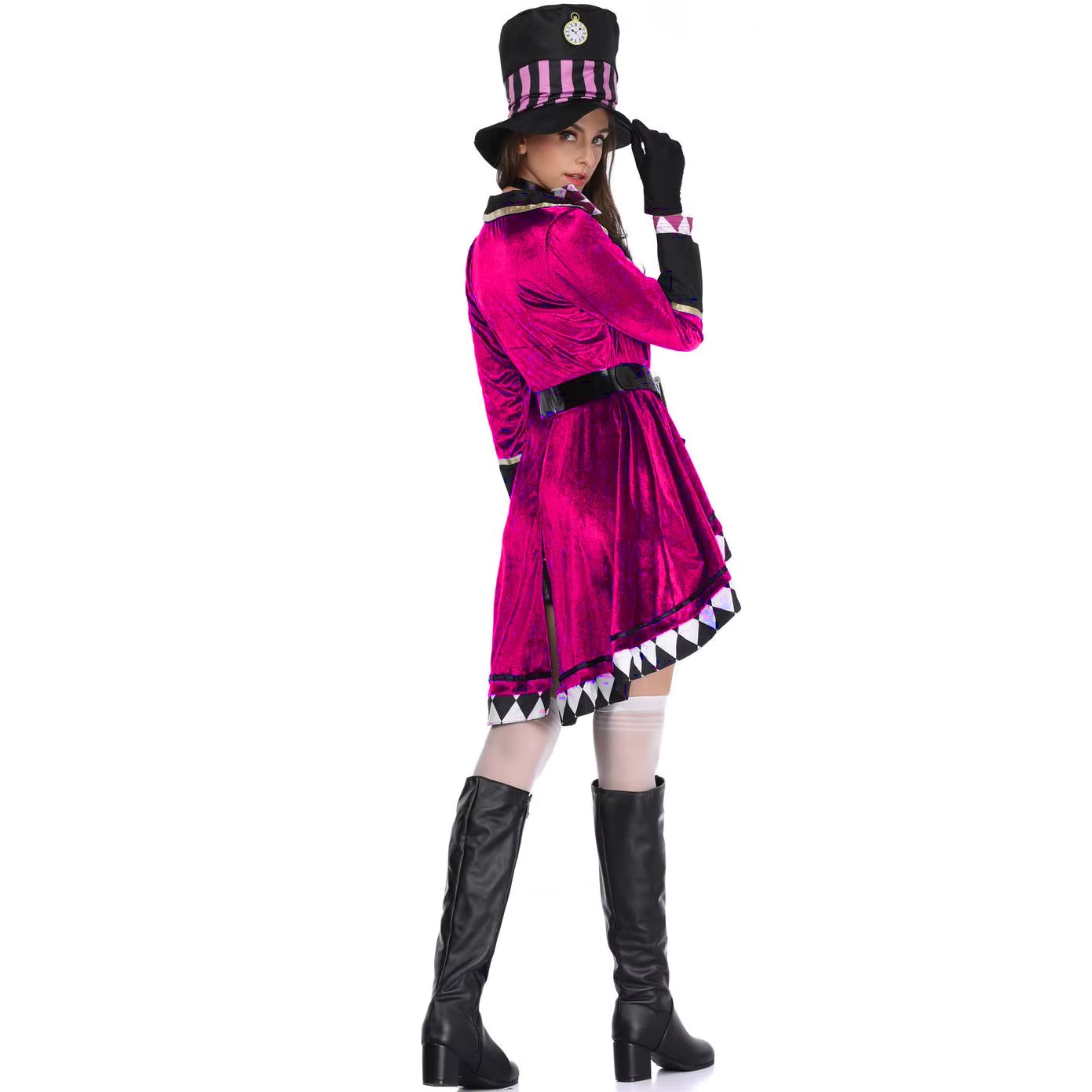 Womens Magician Clown Costume Circus Performance Outfit Fancy Dress For Adults